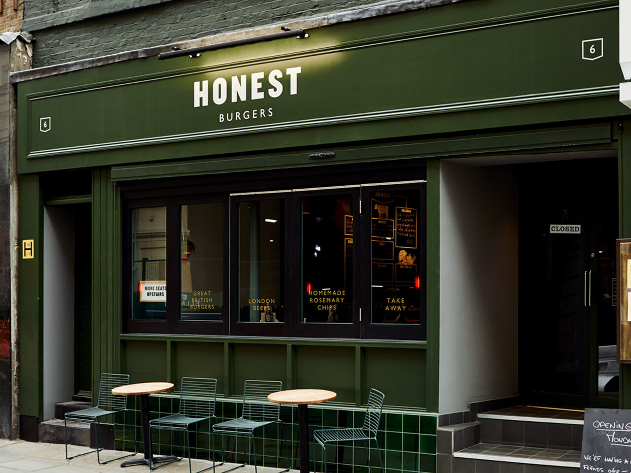 honest burgers holborn - facade on great queen street