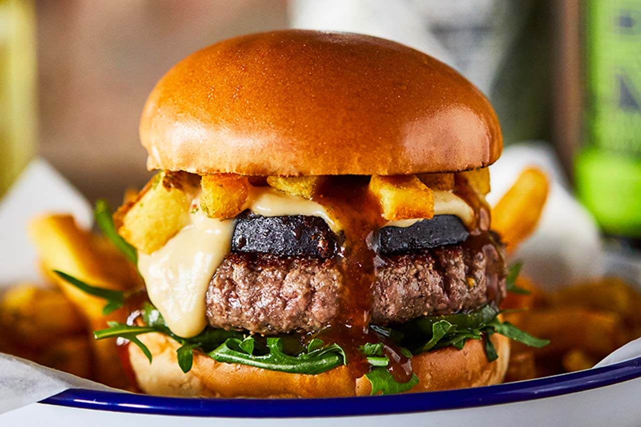 beef burger with black pudding