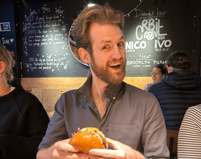 Joe with burger